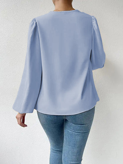 Womens Draped VNeck Long Sleeve Top | Loose Fit Blouse | noémi