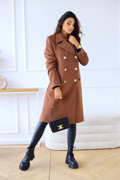 Womens Woolen Coat | Double Breasted, Long Sleeve, Collared Outerwear | noémi