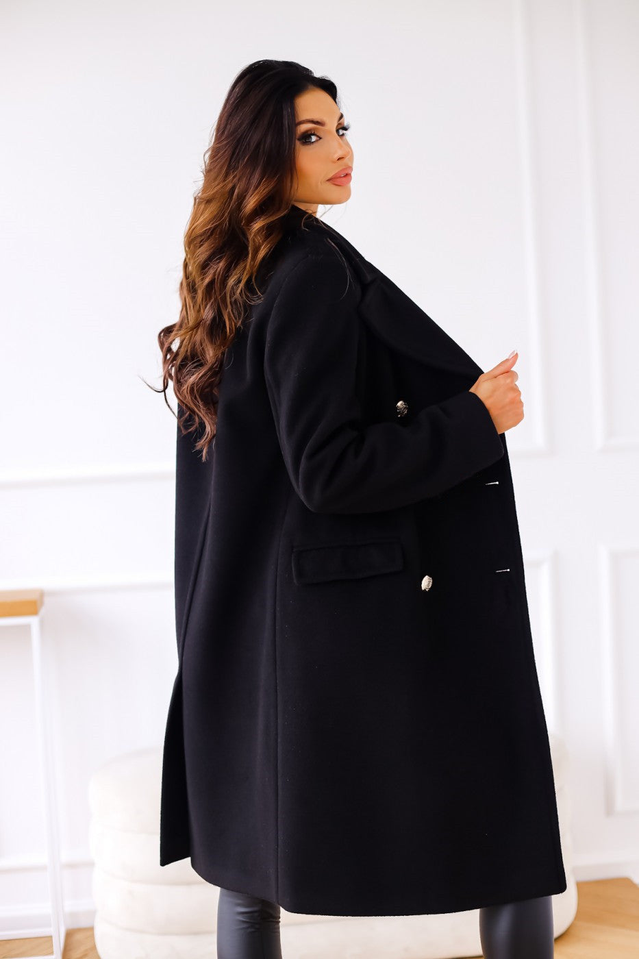 Womens Woolen Coat | Double Breasted, Long Sleeve, Collared Outerwear | noémi