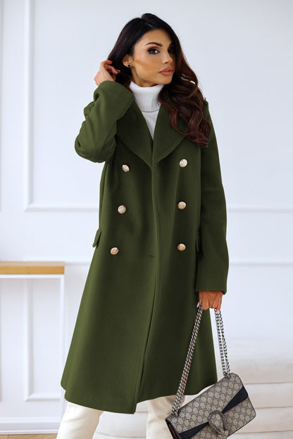 Womens Woolen Coat | Double Breasted, Long Sleeve, Collared Outerwear | noémi