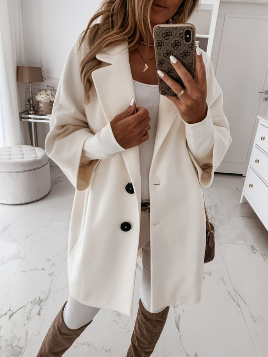 Woolen Coat for Women | Sleeve Buttoned Collared Pocket Coats | noémi