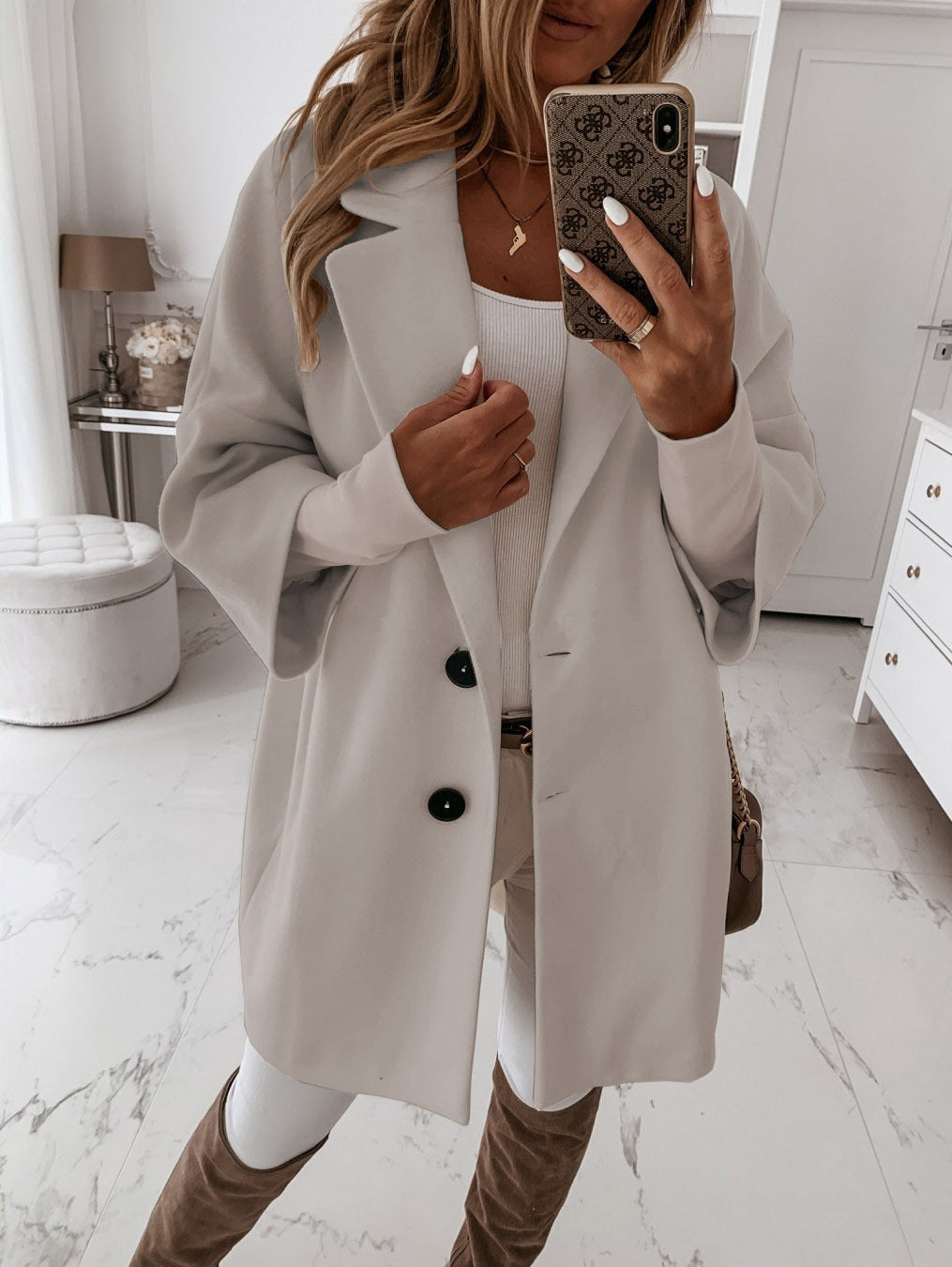 Woolen Coat for Women | Sleeve Buttoned Collared Pocket Coats | noémi