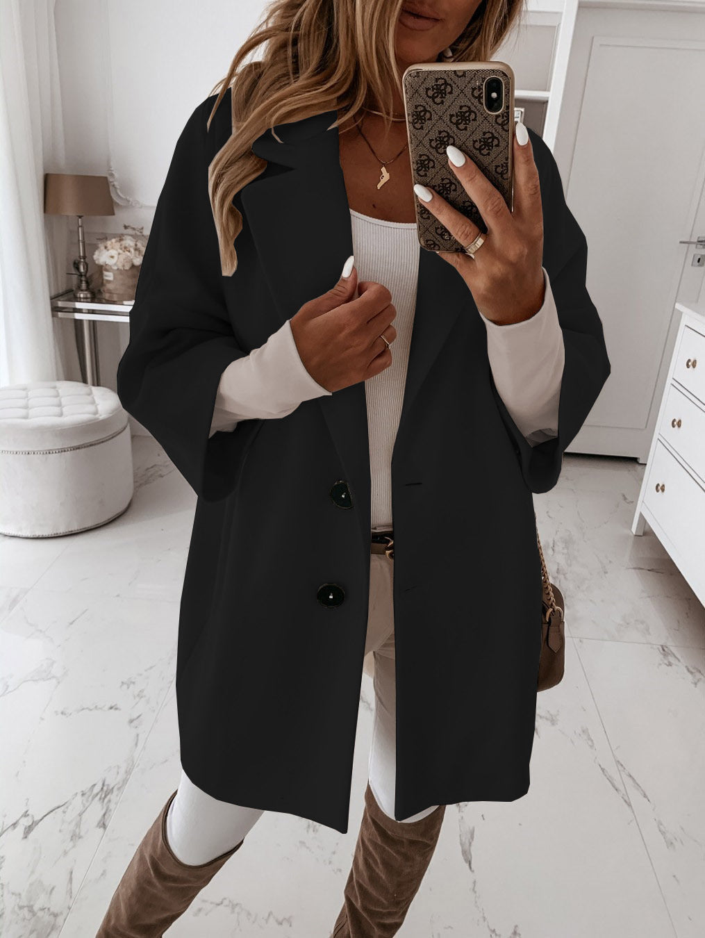 Woolen Coat for Women | Sleeve Buttoned Collared Pocket Coats | noémi