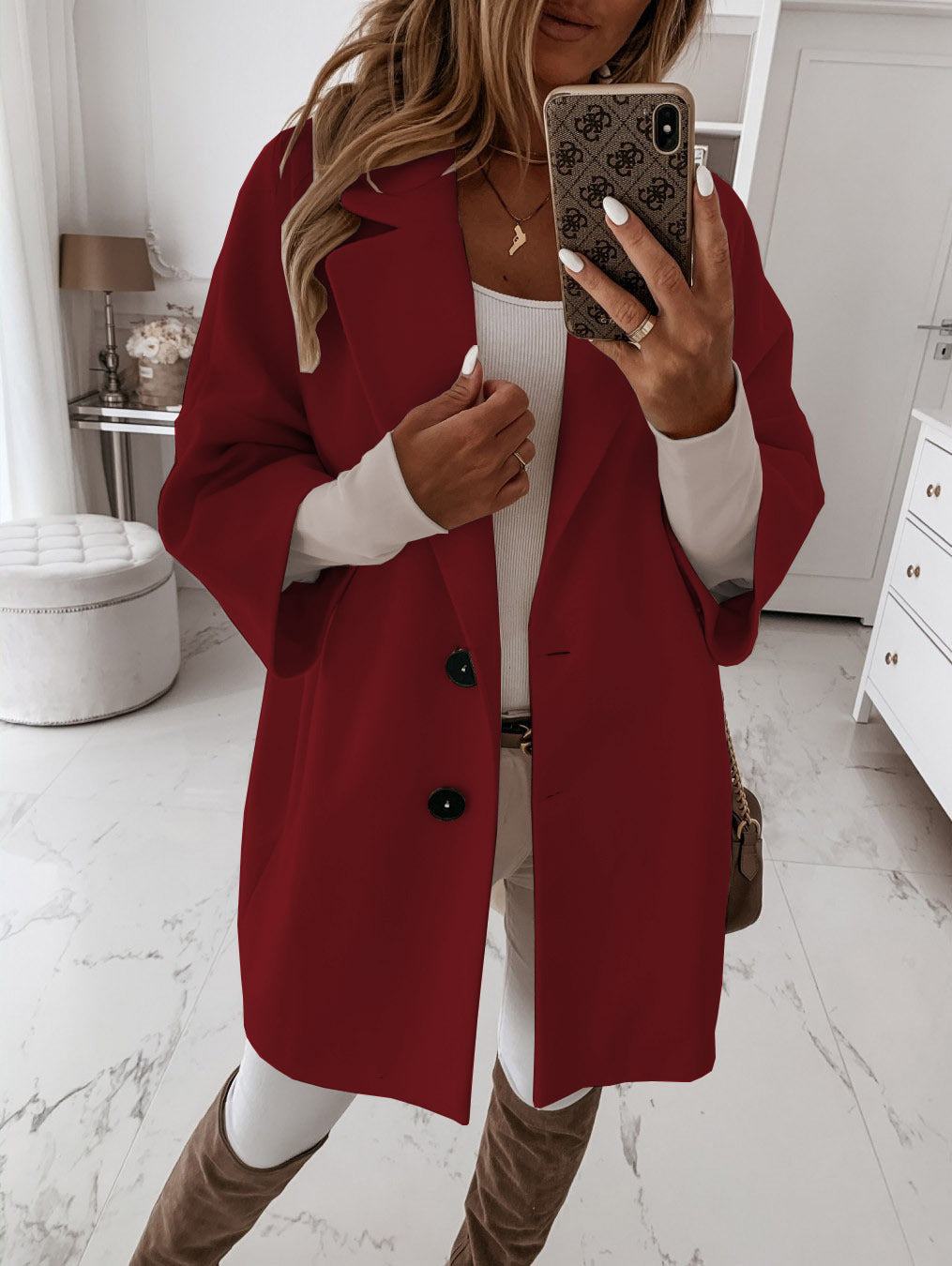 Woolen Coat for Women | Sleeve Buttoned Collared Pocket Coats | noémi