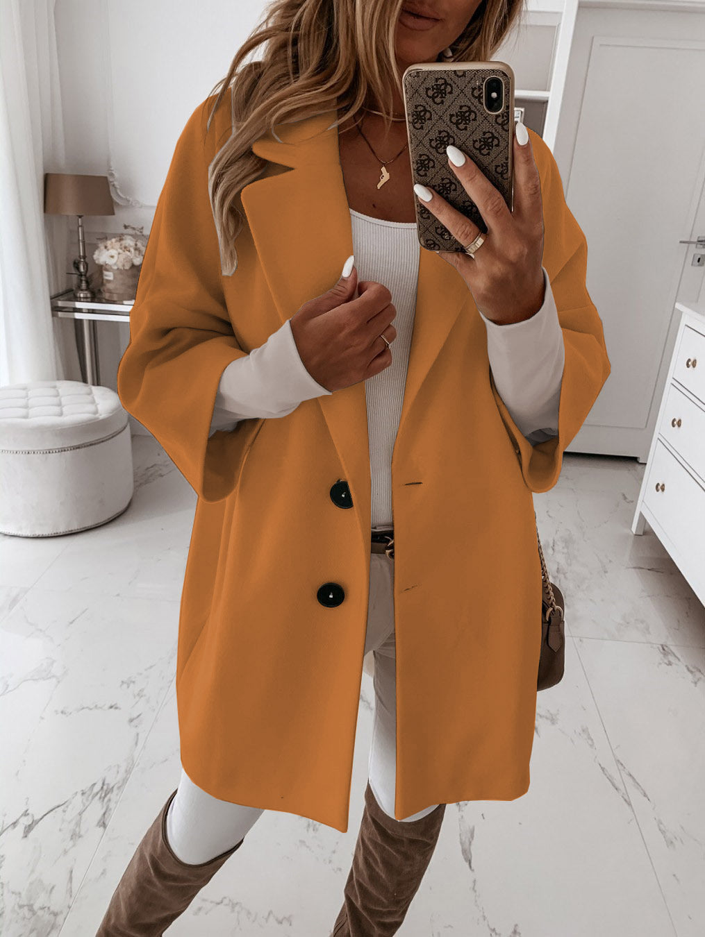 Woolen Coat for Women | Sleeve Buttoned Collared Pocket Coats | noémi
