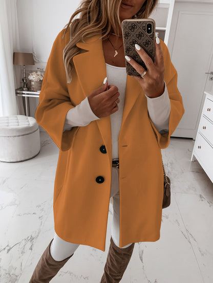 Woolen Coat for Women | Sleeve Buttoned Collared Pocket Coats | noémi