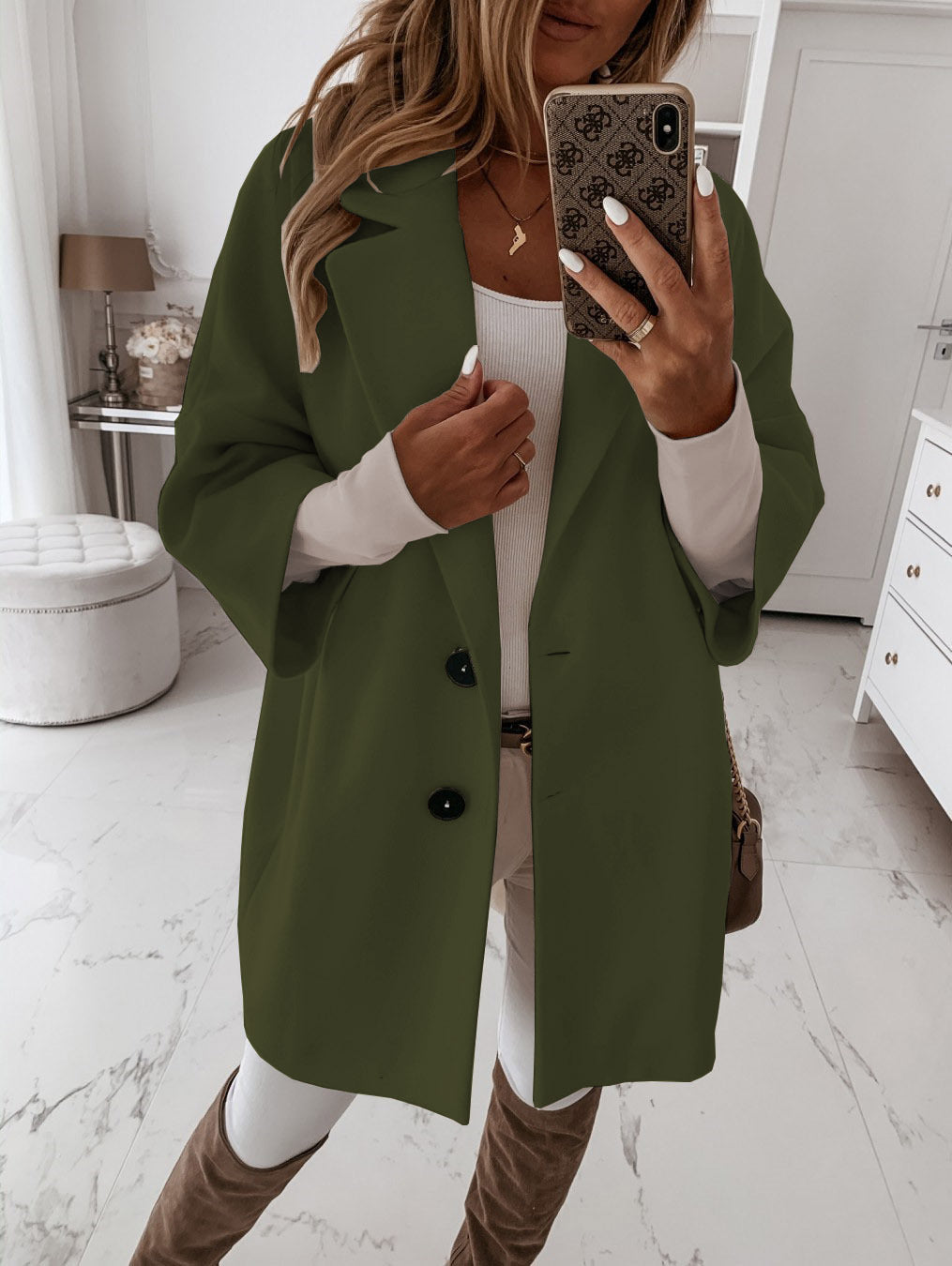 Woolen Coat for Women | Sleeve Buttoned Collared Pocket Coats | noémi