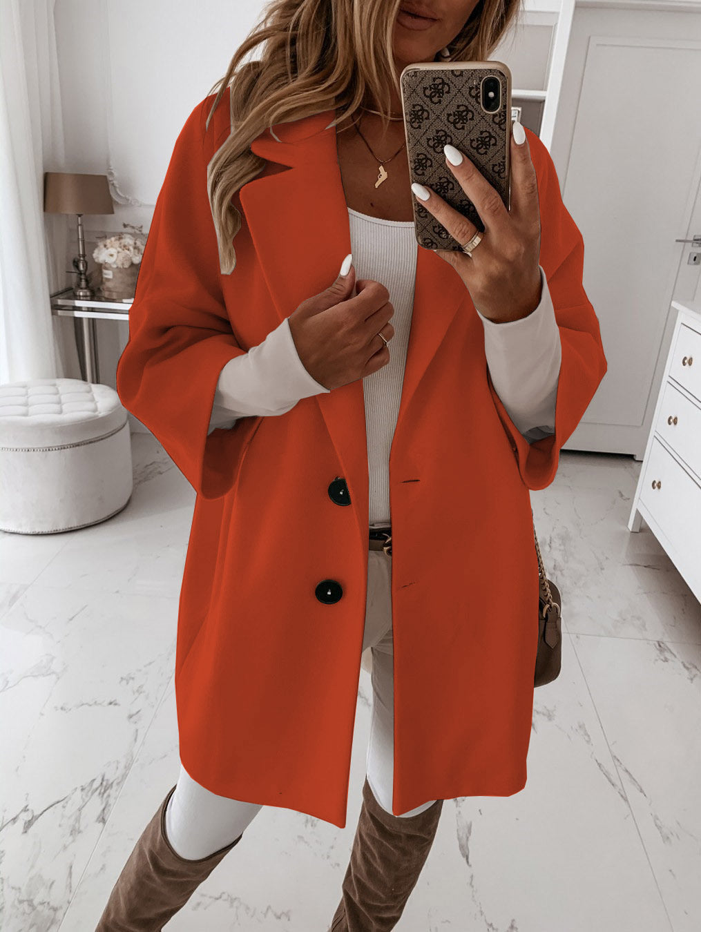 Woolen Coat for Women | Sleeve Buttoned Collared Pocket Coats | noémi