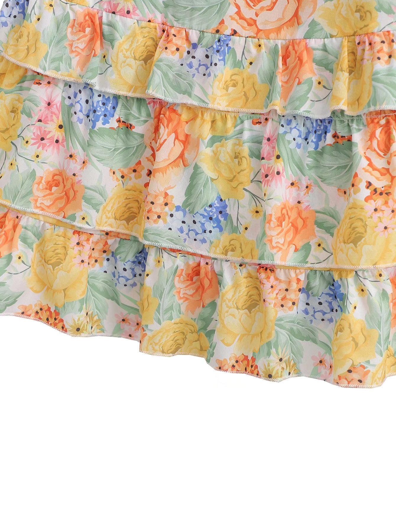 Square Collar Printed Dress with Belt Laminated Detail | noémi