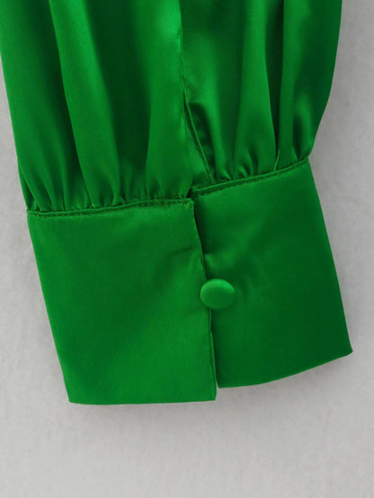 Satin Pleated Dress | Slimming Fit Half Turtleneck | noémi