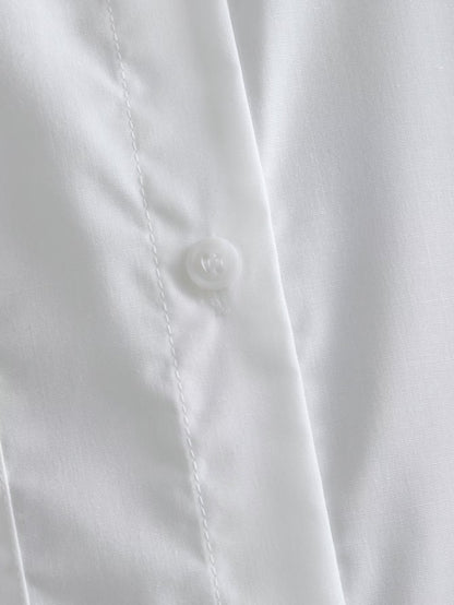 White Polo Collar Shirt | Long Sleeve Single Pocket | noémi