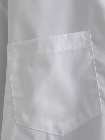 White Polo Collar Shirt | Long Sleeve Single Pocket | noémi