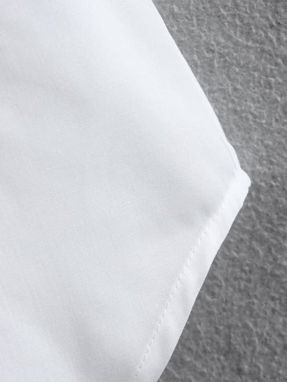 White Polo Collar Shirt | Long Sleeve Single Pocket | noémi