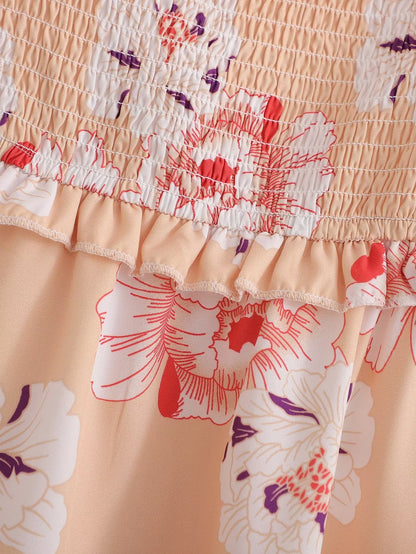 Criss Cross Backless Off Shoulder Floral Print Dress | noémi