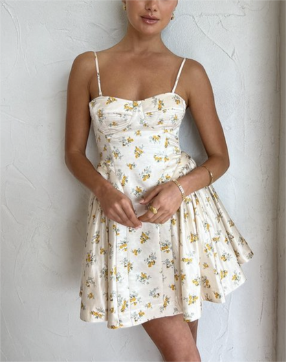 Floral Slim Fit Dress | Slim Waist Ruched Print with Steel Bracket Support | noémi