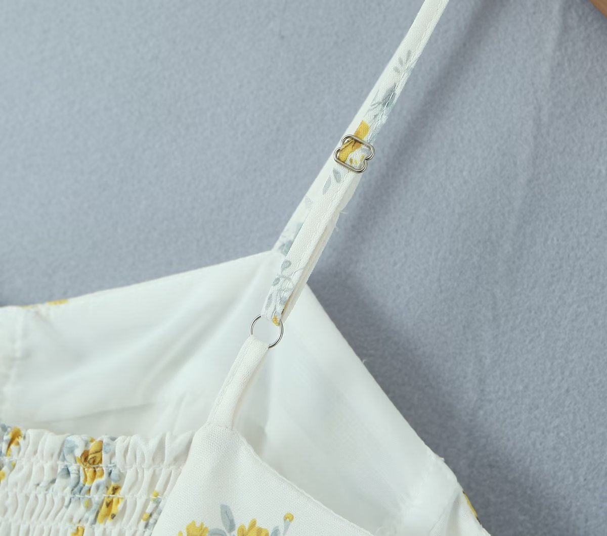 Floral Slim Fit Dress | Slim Waist Ruched Print with Steel Bracket Support | noémi