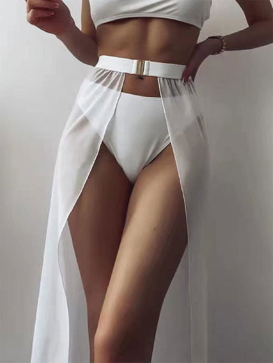 Women’s High Waist Bikini Set with Sheer Cover Up Skirt | noémi