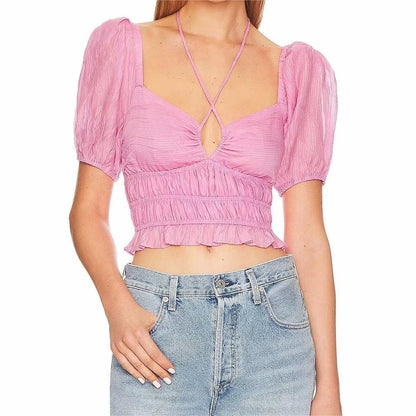 Lantern Sleeve Chiffon Blouse | Ruffled, Pleated & Airy | noémi