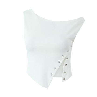 Snap Button Crop Top | Off Shoulder Cutout Tank | noémi