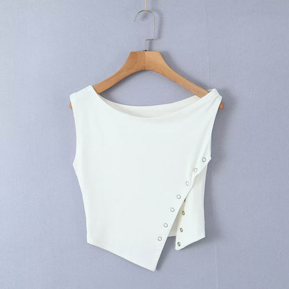 Snap Button Crop Top | Off Shoulder Cutout Tank | noémi