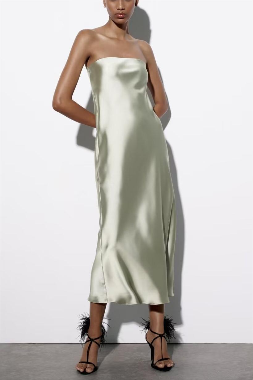 Womens Silk Satin Tube Dress | noémi