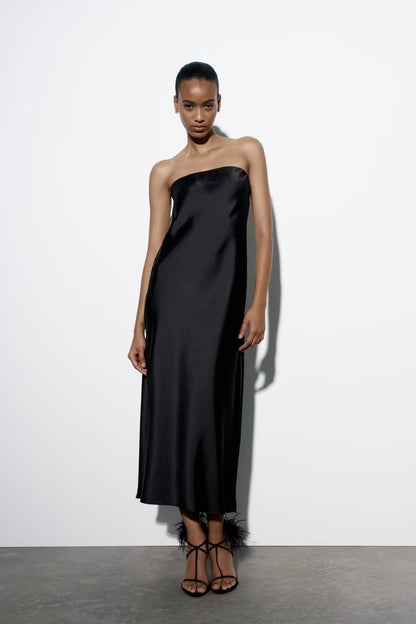 Womens Silk Satin Tube Dress | noémi