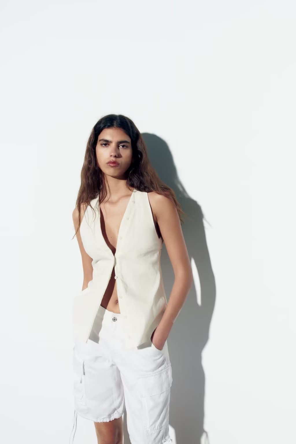 Halter Shirt | Sleeveless Cardigan with Collared, Backless Lace Up Detail | noémi