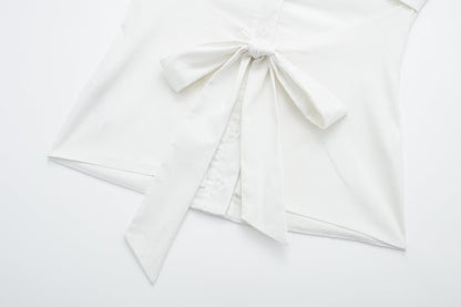 Halter Shirt | Sleeveless Cardigan with Collared, Backless Lace Up Detail | noémi