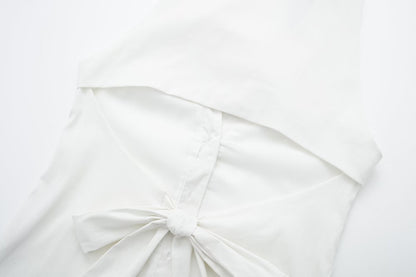 Halter Shirt | Sleeveless Cardigan with Collared, Backless Lace Up Detail | noémi