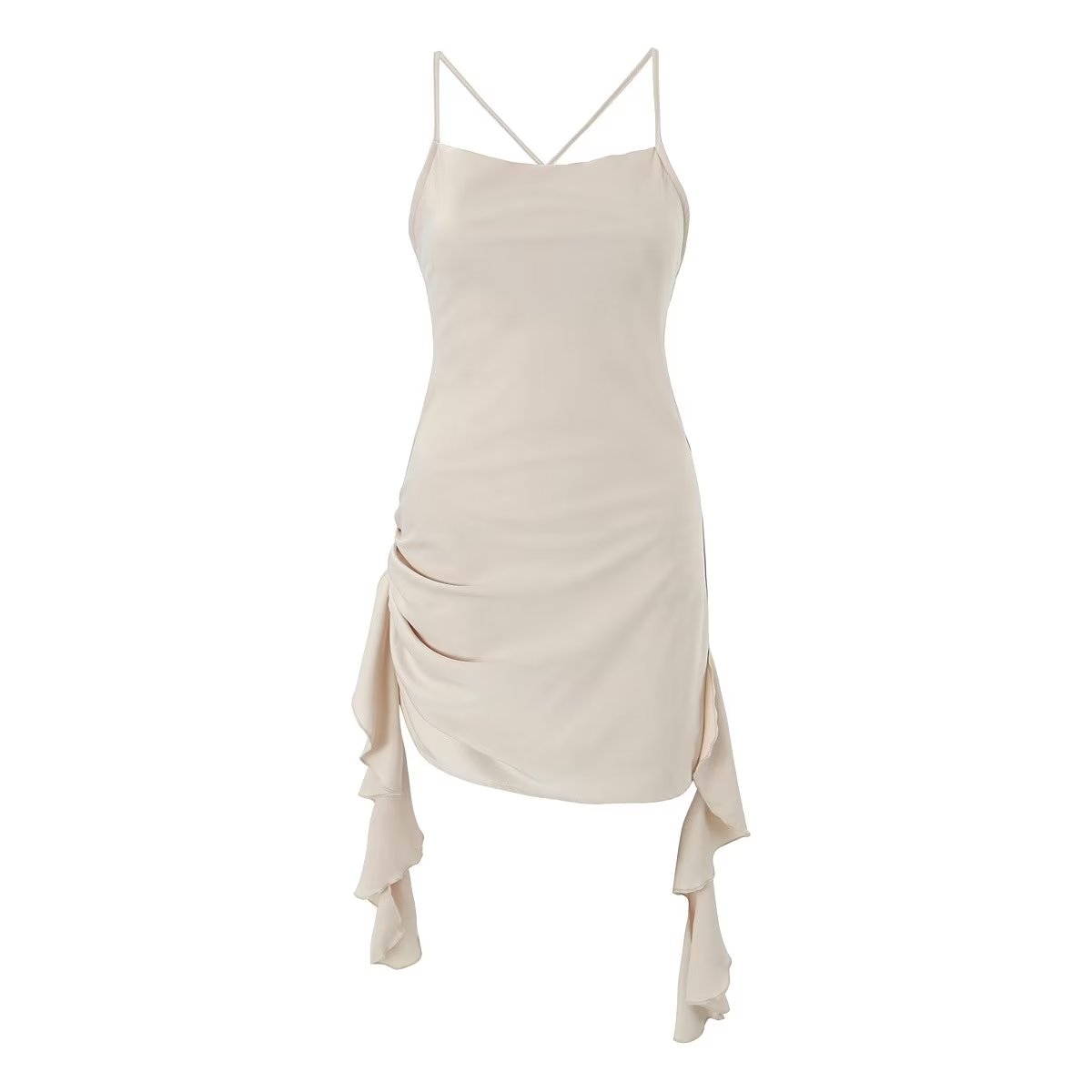 Backless V Neck Slim Fit Dress with 3D Floral Detail and Ribbon Tie | noémi