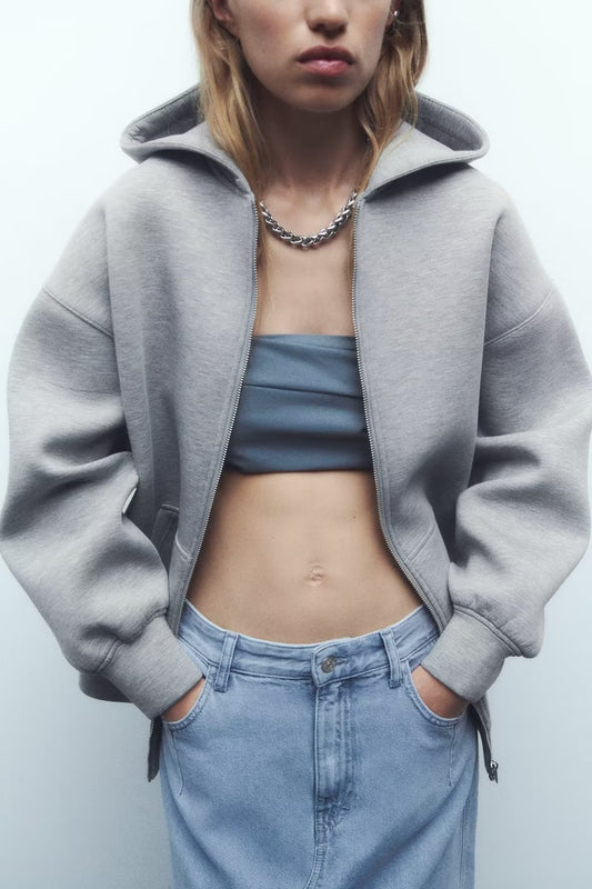 Womens Hooded Jacket | Zipper Cardigan, Mid Length Coat | noémi