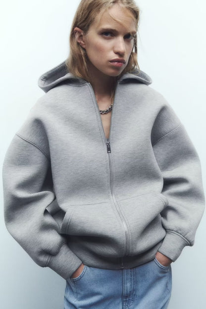 Womens Hooded Jacket | Zipper Cardigan, Mid Length Coat | noémi