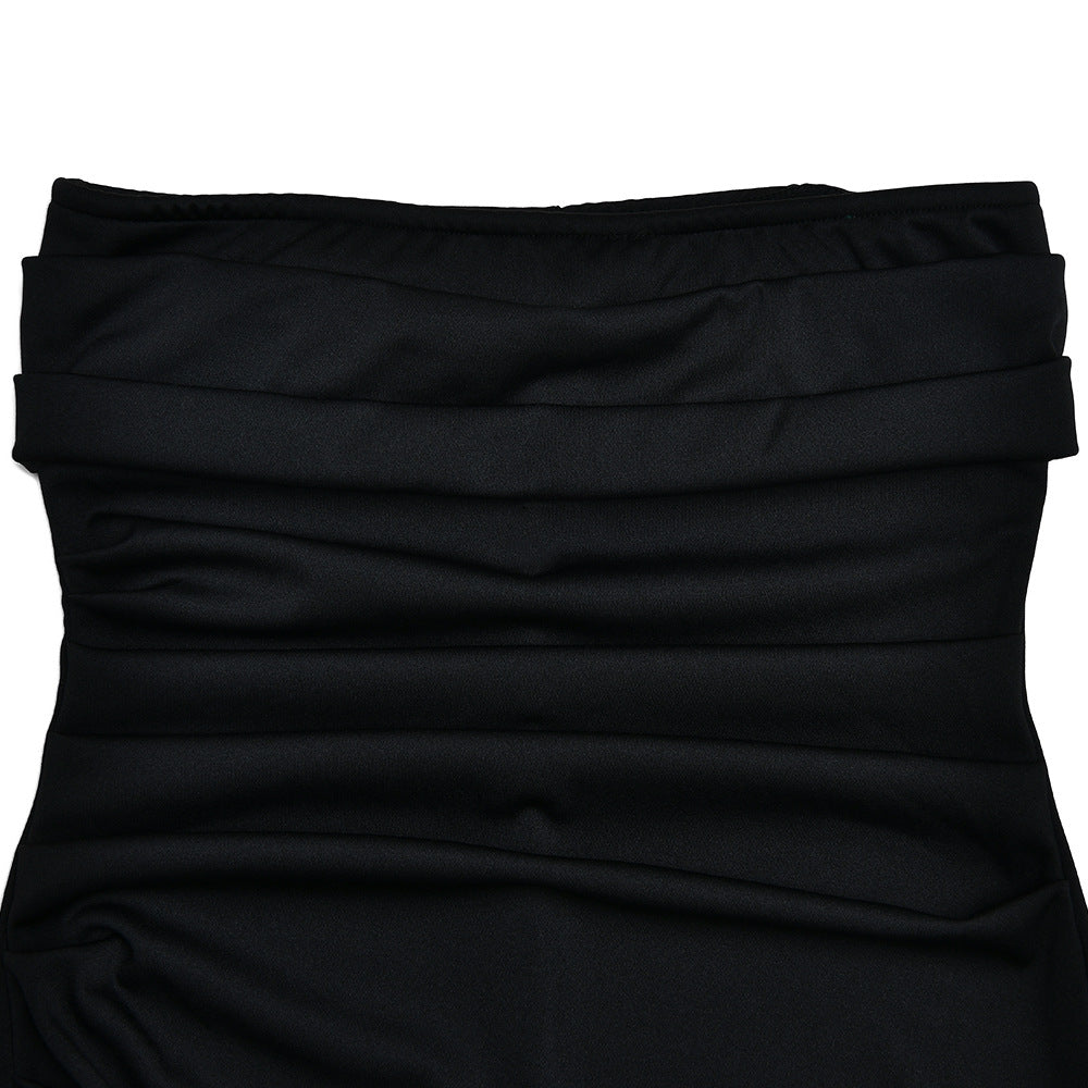 Off Neck Tube Top Maxi Dress with Backless Design and High Slit | noémi