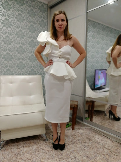 Off Shoulder Ruffled Backless Slim Fit Dinner Dress For Women | noémi