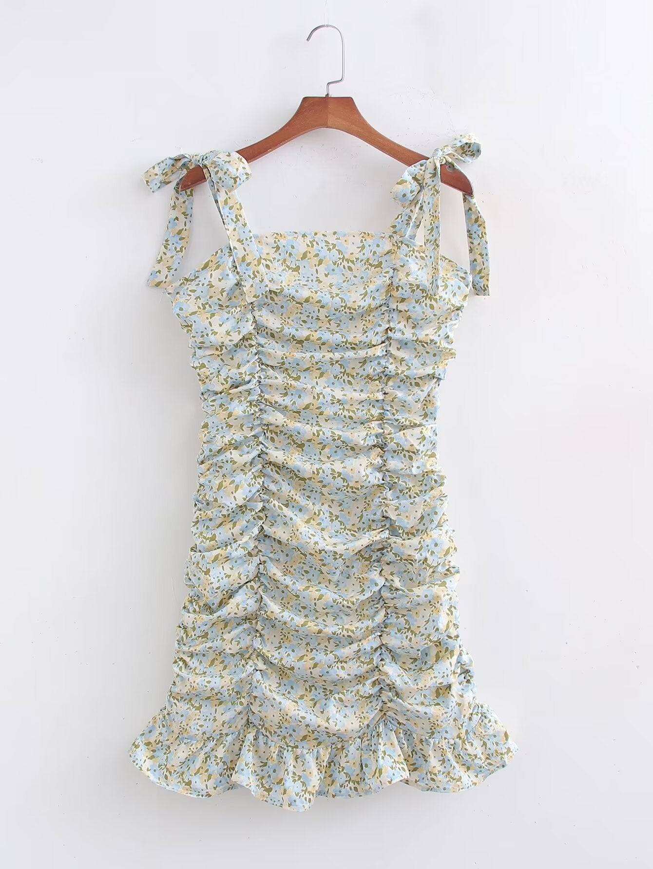 Printed Pleated Suspender Dress | Casual Midi Dress | noémi