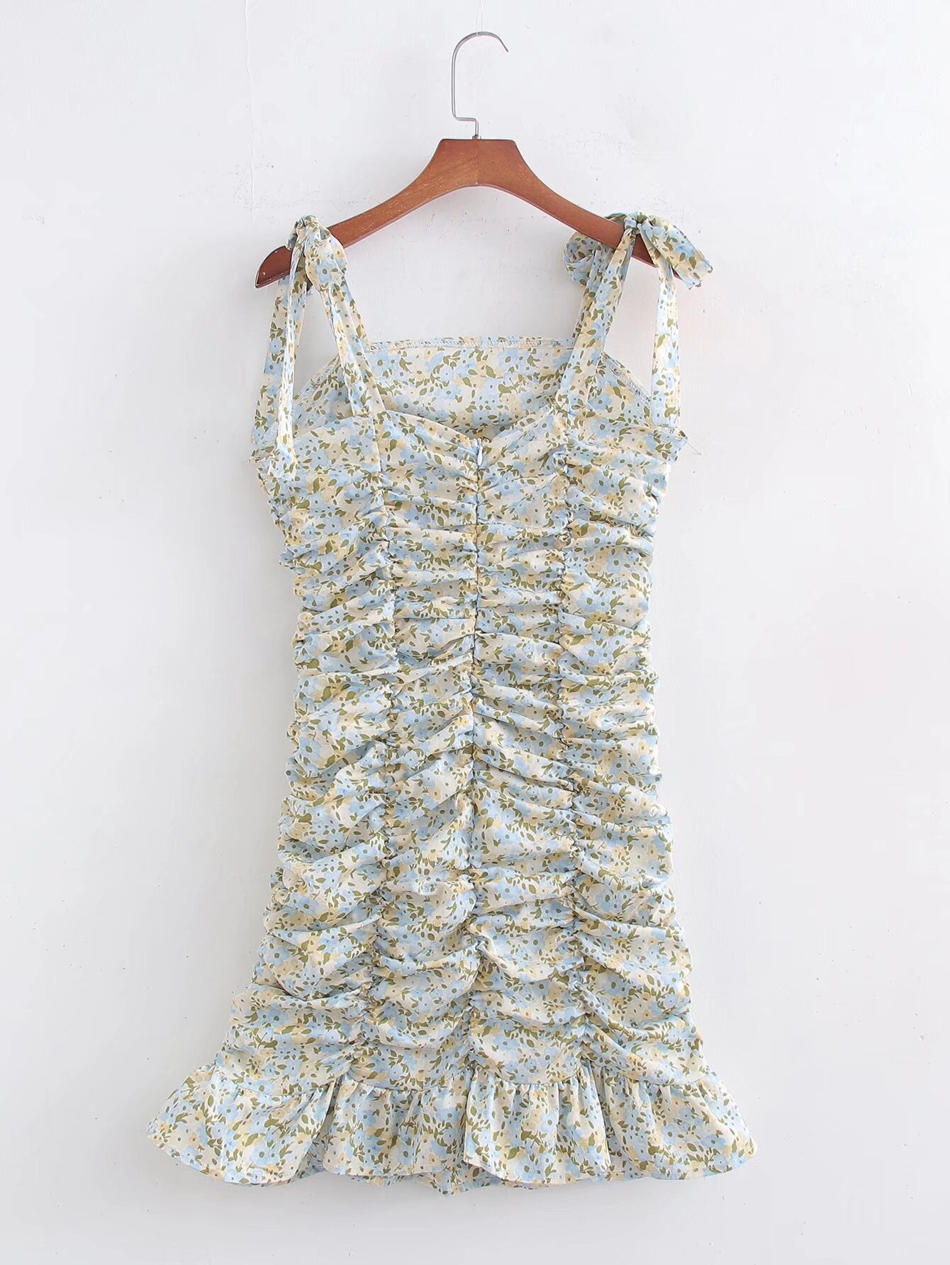 Printed Pleated Suspender Dress | Casual Midi Dress | noémi