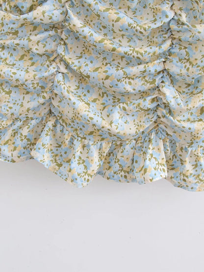 Printed Pleated Suspender Dress | Casual Midi Dress | noémi