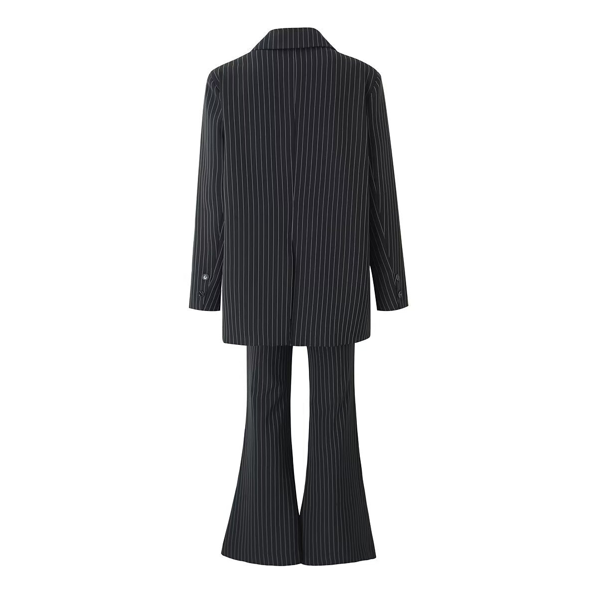 Vertical Striped Blazer Vest Suit with Bell Bottom Pants | noémi
