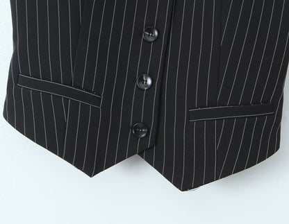 Vertical Striped Blazer Vest Suit with Bell Bottom Pants | noémi