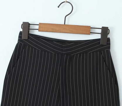 Vertical Striped Blazer Vest Suit with Bell Bottom Pants | noémi