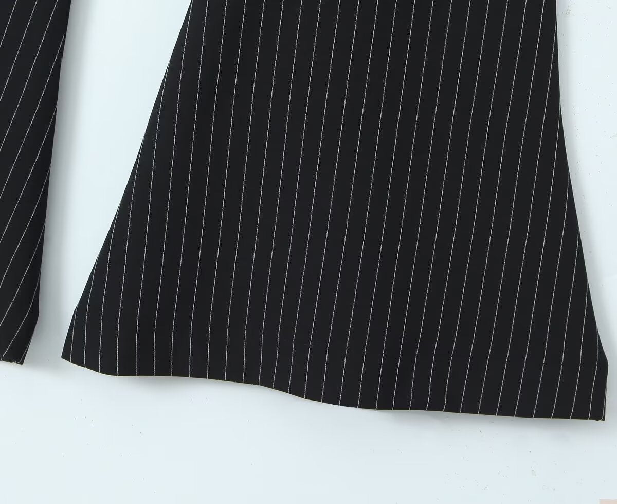 Vertical Striped Blazer Vest Suit with Bell Bottom Pants | noémi