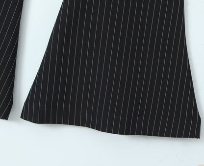 Vertical Striped Blazer Vest Suit with Bell Bottom Pants | noémi