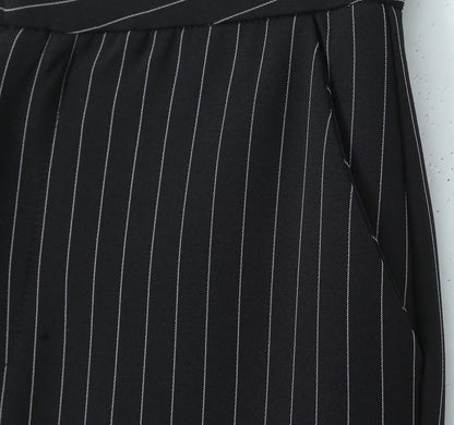 Vertical Striped Blazer Vest Suit with Bell Bottom Pants | noémi