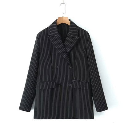 Vertical Striped Blazer Vest Suit with Bell Bottom Pants | noémi