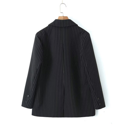 Vertical Striped Blazer Vest Suit with Bell Bottom Pants | noémi