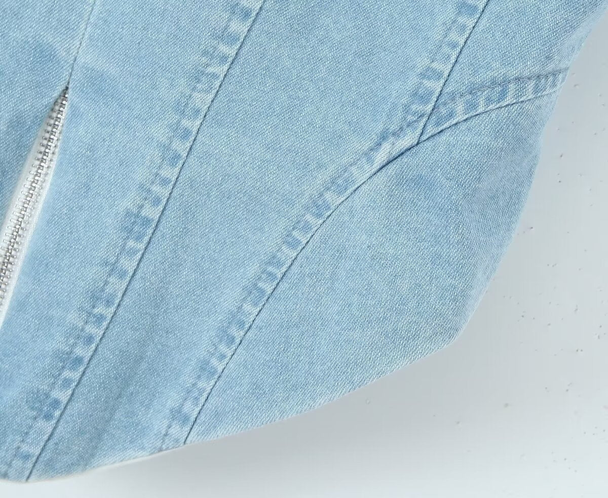 High Waist Denim Skirt Set | Zipper Waist Hip Hugging | noémi