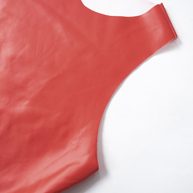 Womens Leather Sleeveless Top | Round Neck with Hem | noémi