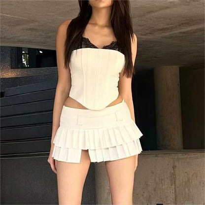 Womens Suit Lace Sling Dress with Pleated Split Skirt Built In Pants | noémi