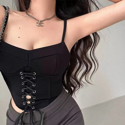 Knitted Drawstring Vest Top with Adjustable Fit and Minimal Design | noémi