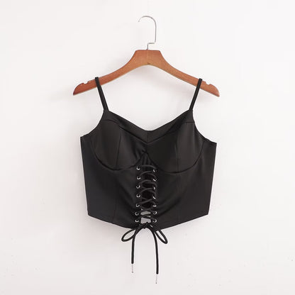Knitted Drawstring Vest Top with Adjustable Fit and Minimal Design | noémi